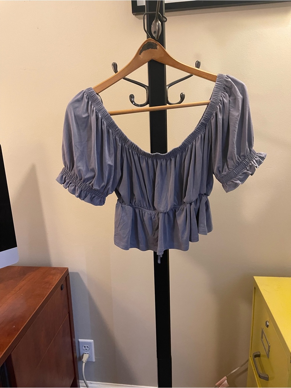 American Threads Lavender Off-Shoulder Tie-Front Blouse - Picture 2 of 3